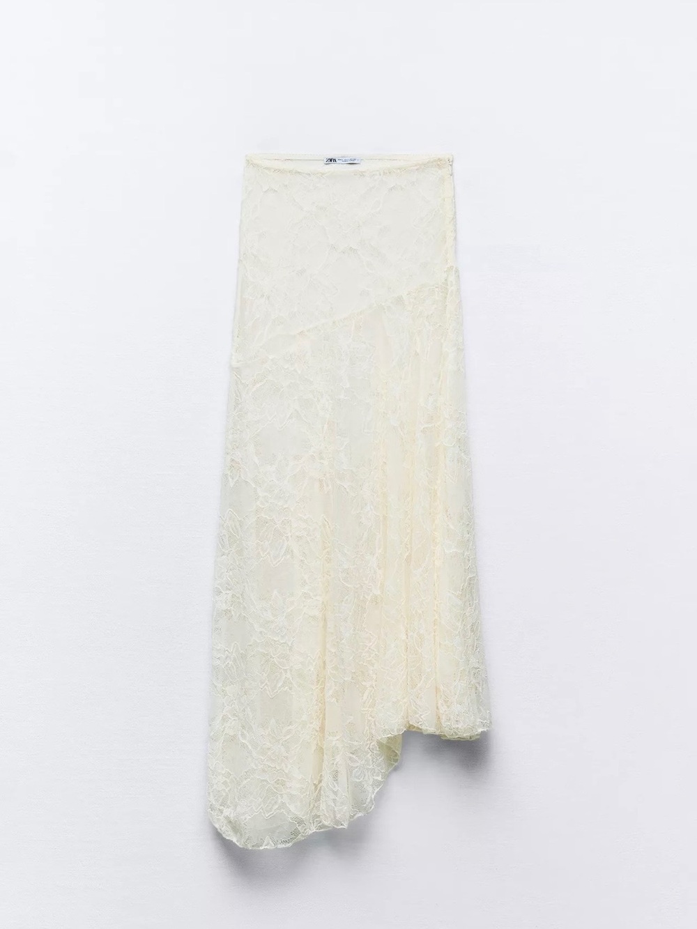 Zara Asymmetric Lace Midi Skirt
